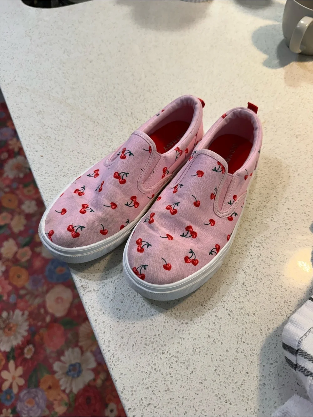 Old Navy Pink Cherry-Print Slip-On Sneakers